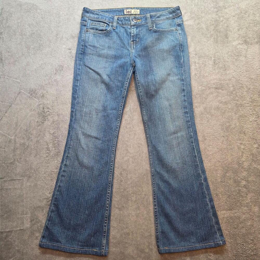 L.e.i. Ashley Jeans Juniors 3 Blue Medium Wash Ultra Low Rise Bootcut Denim